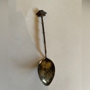Vintage Japan Sterling Souvenir Spoon Bamboo & House Handle 5.6 G. Marked